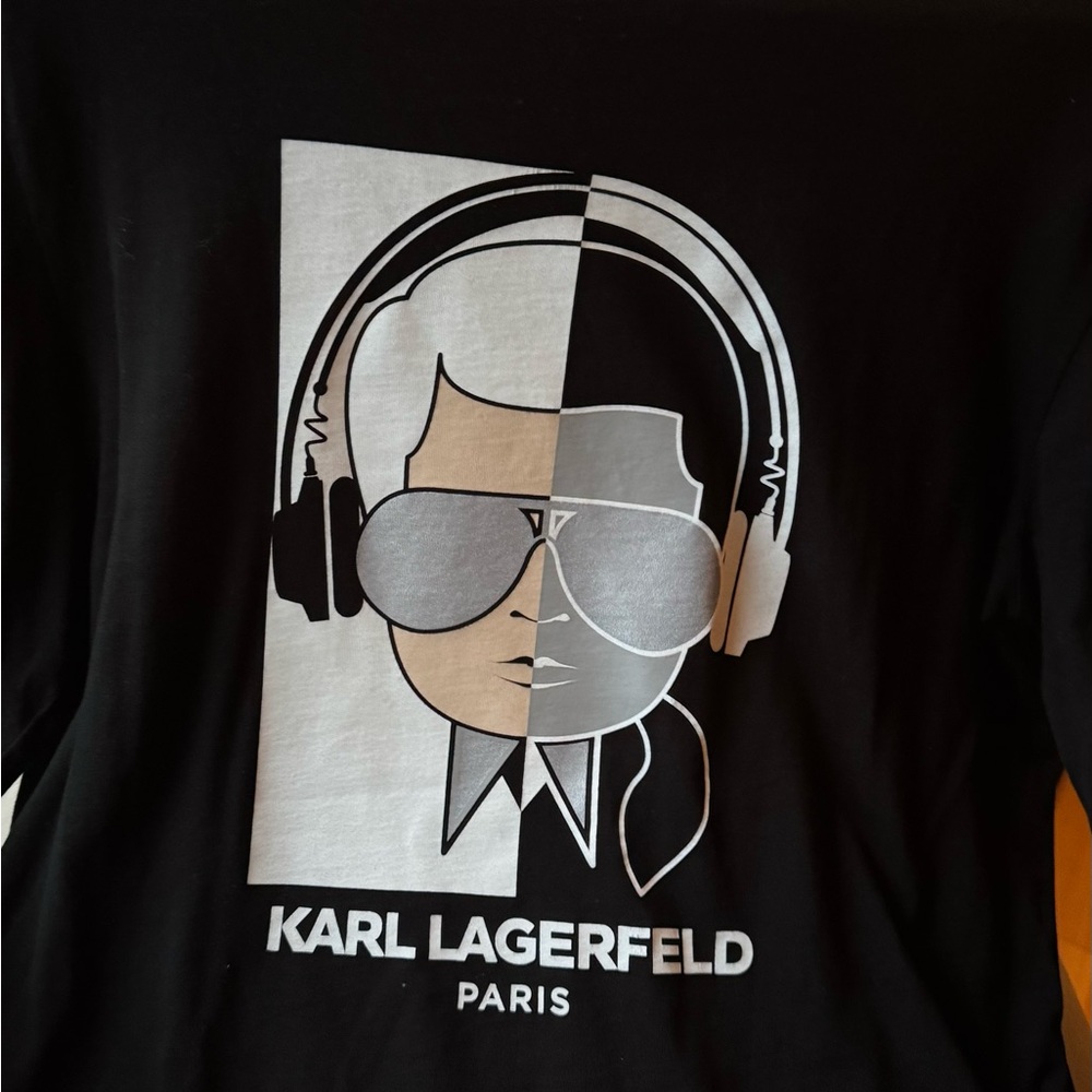 💚 Karl Lagerfeld Black Graphic Long Sleeve Tee